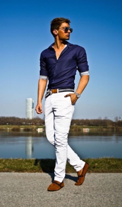 white pants outfit men