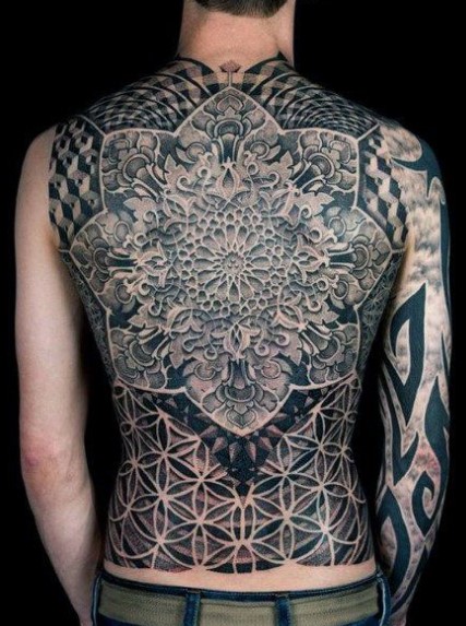 mandala full back tattoo
