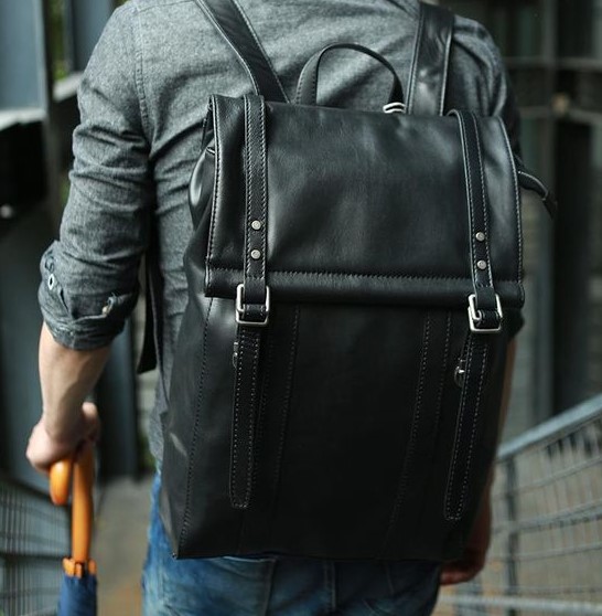 μαύρο δερμάτινο backpack είδη τσάντας άντρας