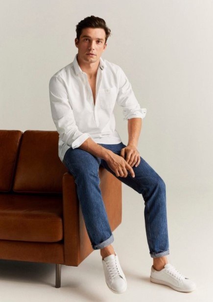 λευκό πουκάμισο τζιν παντελόνι smart casual ντύσιμο