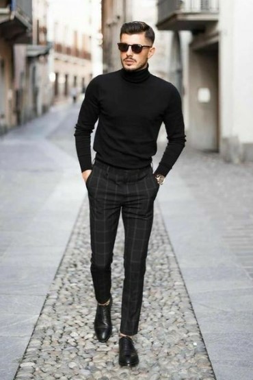 μαύρο ζιβάγκο μαύρη ριγέ παντελόνι
