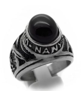 ανδρικό δαχτυλίδι με μαύρη πέτρα