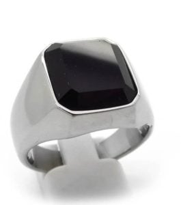 δαχτυλίδι ανδρικό με μαύρη πέτρα