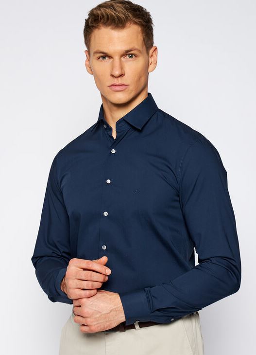 σκούρο μπλε ανδρικό πουκάμισο calvin klein